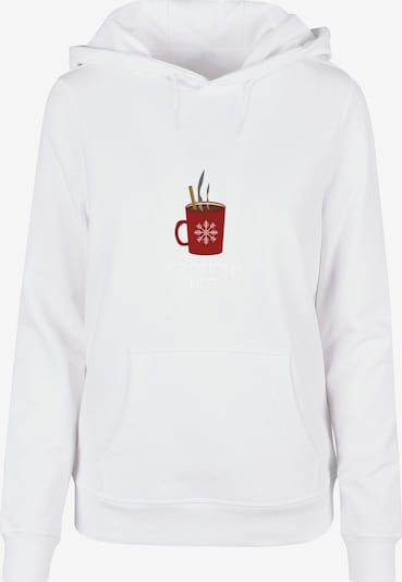 Merchcode Sweatshirt 'Caution Hot' in braun / rot / weiß, Produktansicht