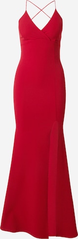 WAL G. فستان سهرة 'ARGENTINE' بلون أحمر: الأمام