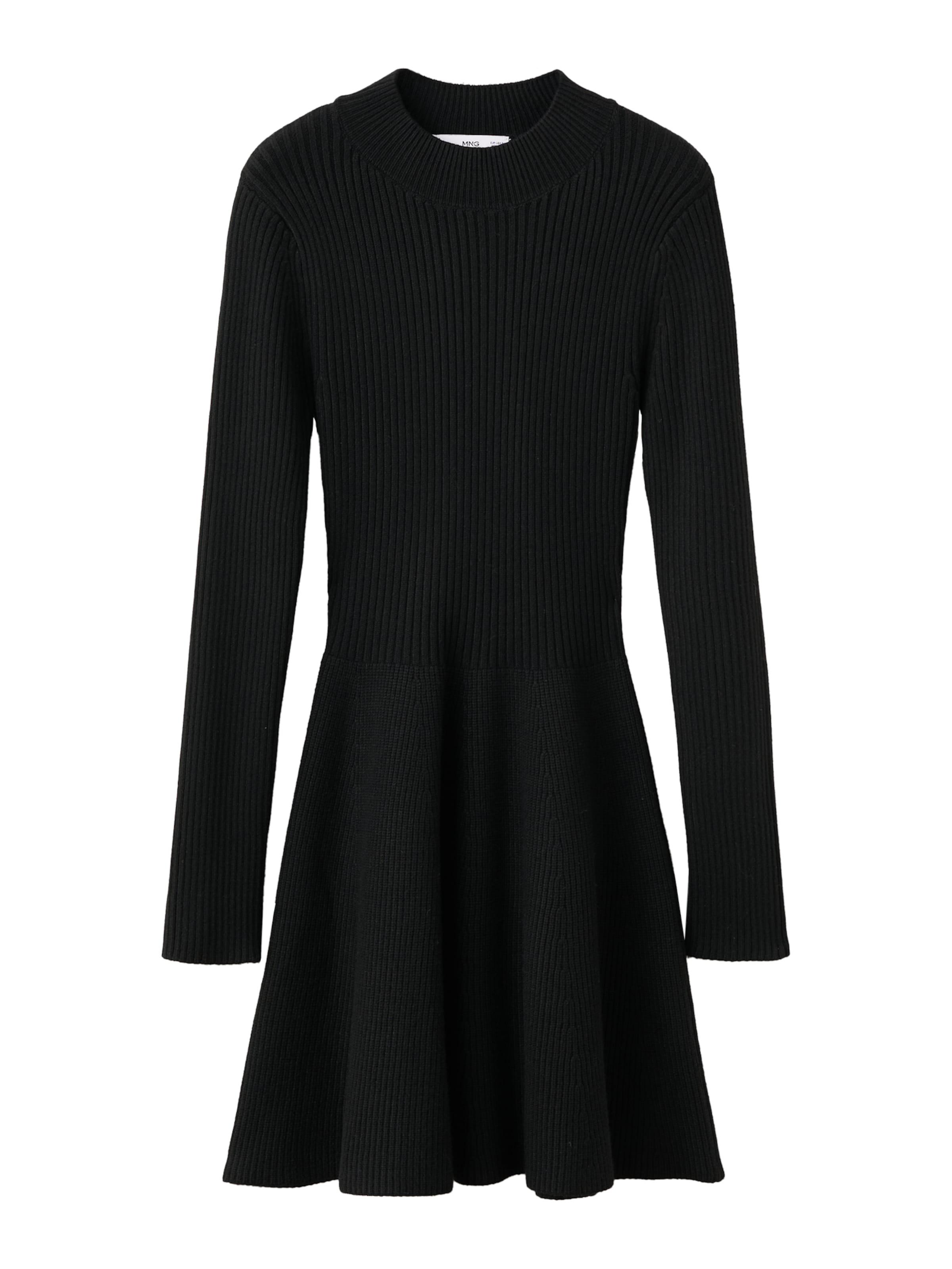 MANGO Pletené šaty 'PEPLUM' - Čierna: predná strana