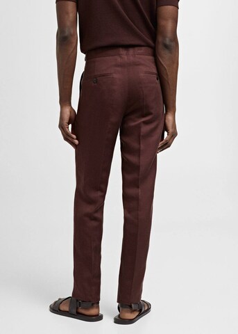 MANGO MAN Slim fit Pleat-Front Pants 'Salerno' in Red