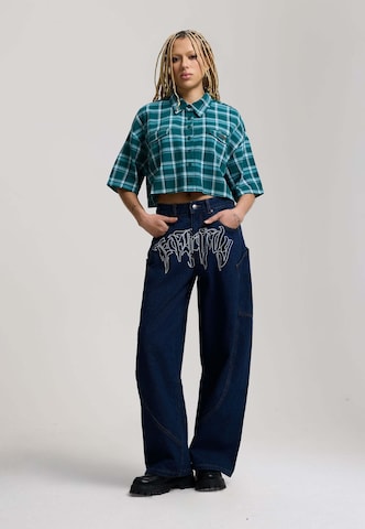 Ed Hardy Loosefit Jeans 'Gothic Skull' in Blau