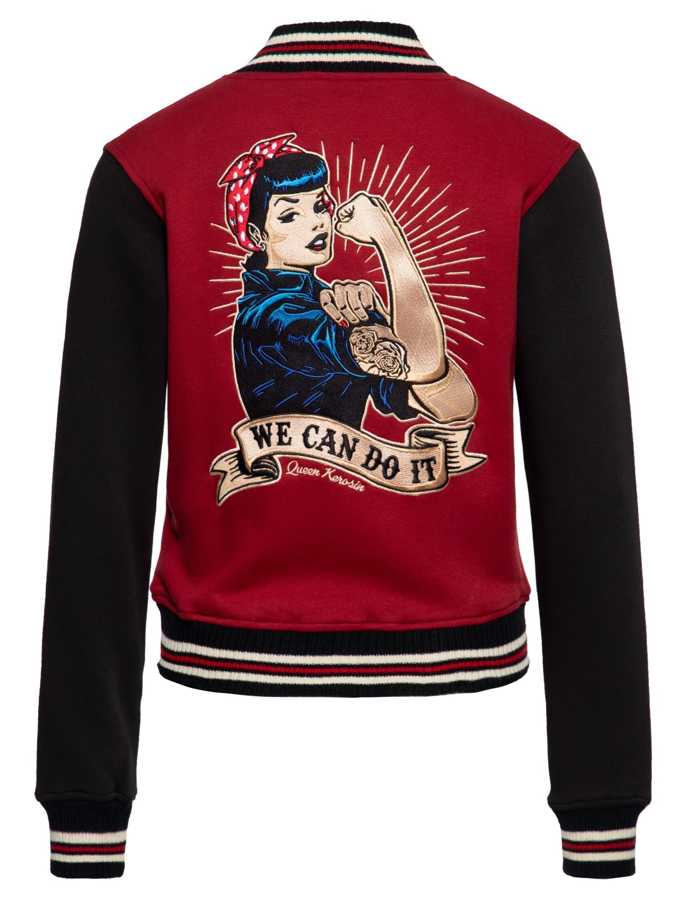 Queen Kerosin Sweatjacke 'We Can Do It'‌‌‌‌‌ in Rot