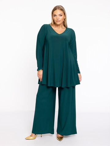 Wide Leg Pantalon Yoek en vert