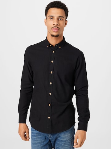 Kronstadt - Ajuste regular Camisa 'Dean Diego' en negro: frente