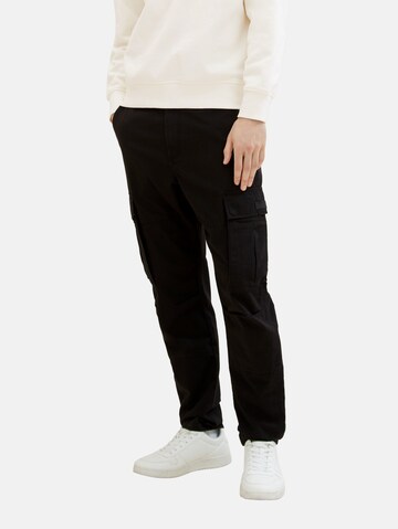 TOM TAILOR DENIM Loose fit Trousers in Black: front