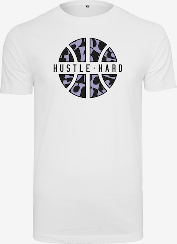 MT Men Shirt 'Hustle Hard' in Wit: voorkant