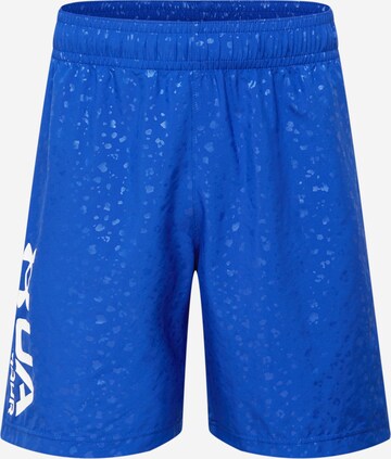 Regular Pantalon de sport 'Emboss' UNDER ARMOUR en bleu : devant