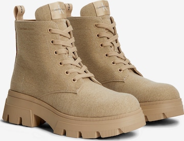 Calvin Klein Jeans Lace-Up Ankle Boots in Beige
