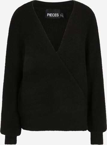 Pieces Tall Knit Cardigan 'ELLEN' in Black: front