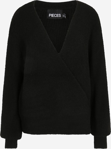Pieces Tall Knit Cardigan 'ELLEN' in Black: front