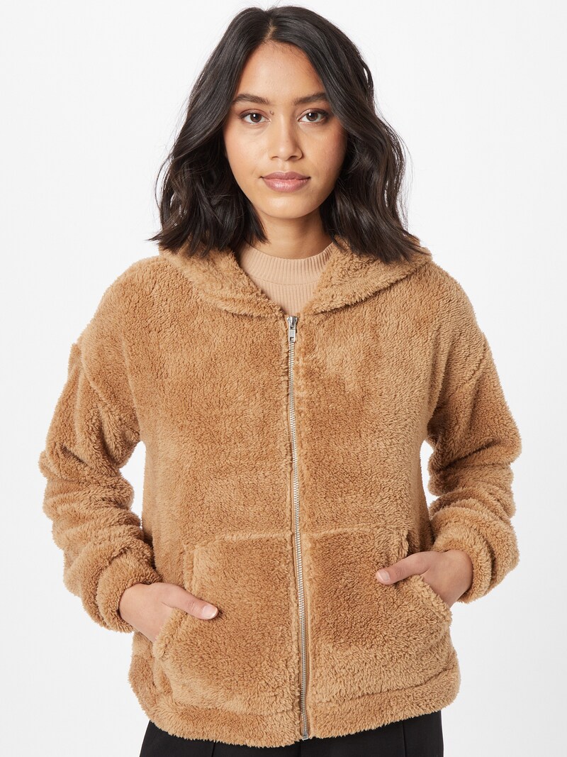 Women Clothing PIECES Zip-up hoodies Camel