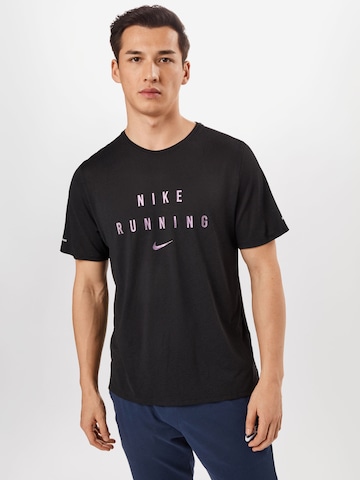 NIKE Performance Shirt 'Miler Run Division' in Black: front