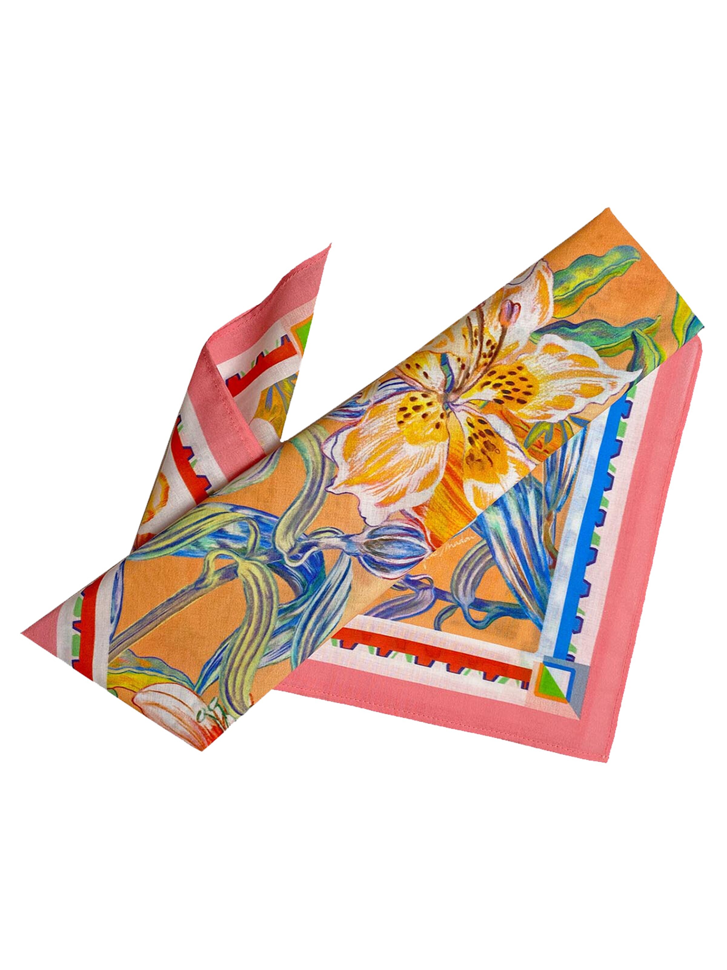 Marylène Madou - Chal 'Paradise Parakeets Cotton Bandana Scarf' en amarillo