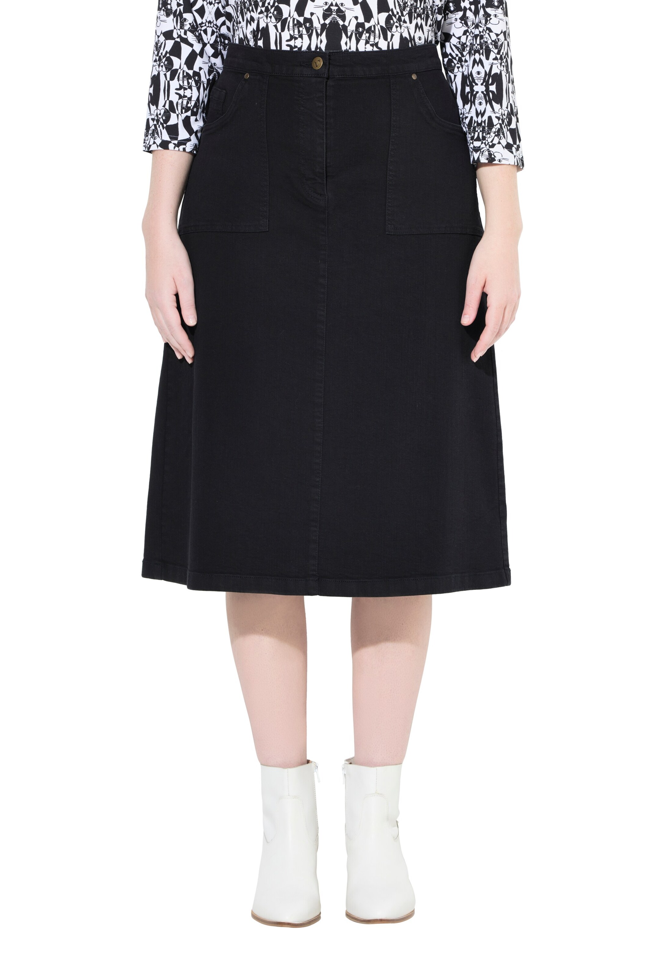 Ulla Popken Rock in Schwarz: Vorderseite