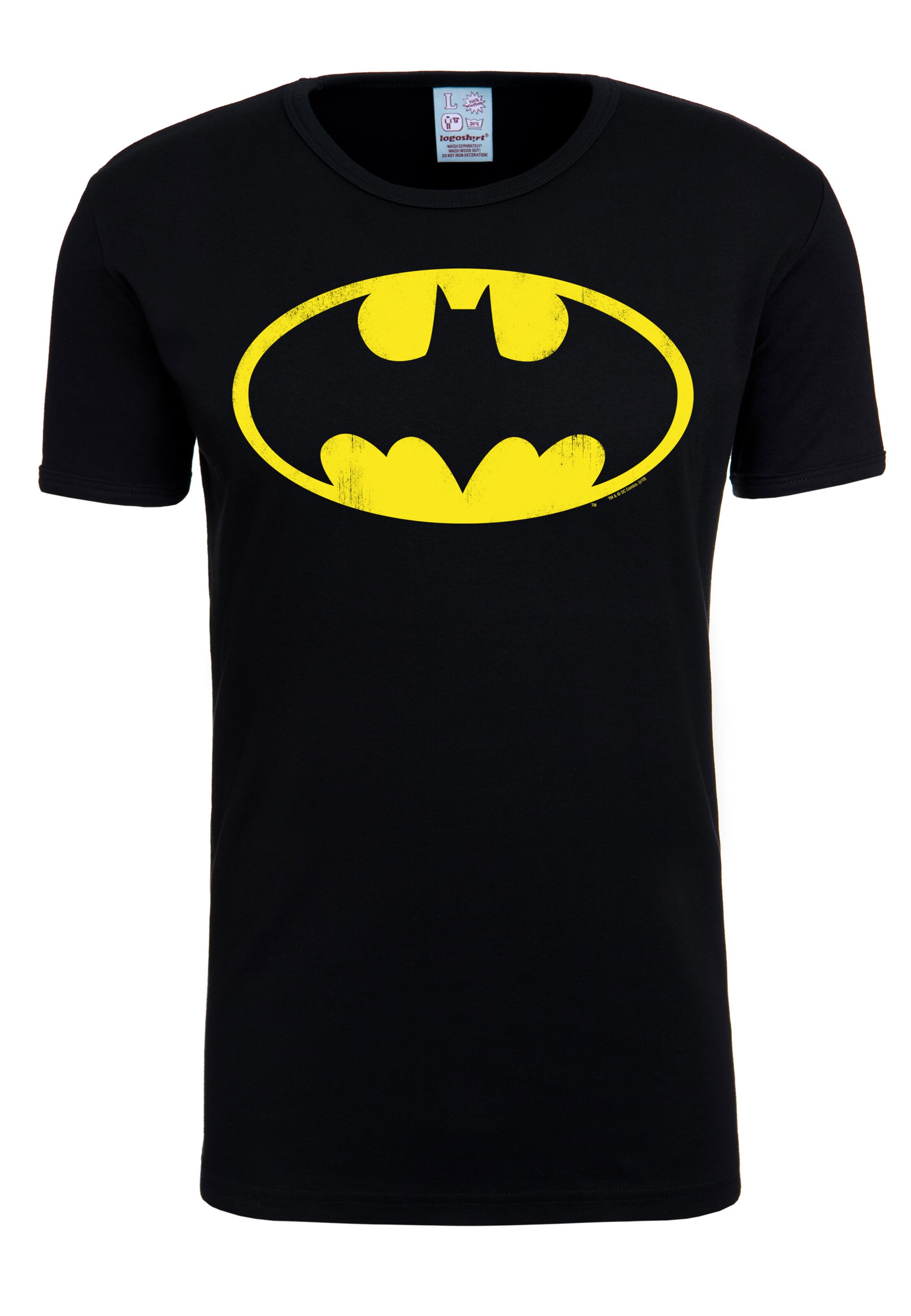 LOGOSHIRT T-Shirt 'Batman-Logo' in Schwarz: Vorderseite