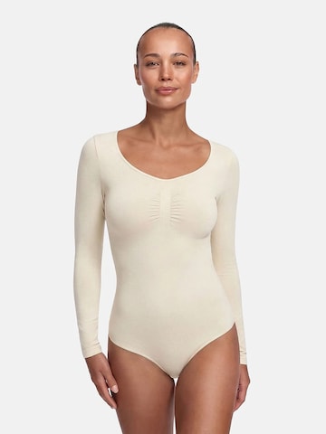 Body modelant 'Bodysuit Sculpting Shapewear Longsleeve mit String' cfab (formerly creamy fabrics) en beige : devant