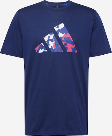 ADIDAS PERFORMANCE Funkcionalna majica 'Train Essentials Seasonal Logo' | modra barva: sprednja stran