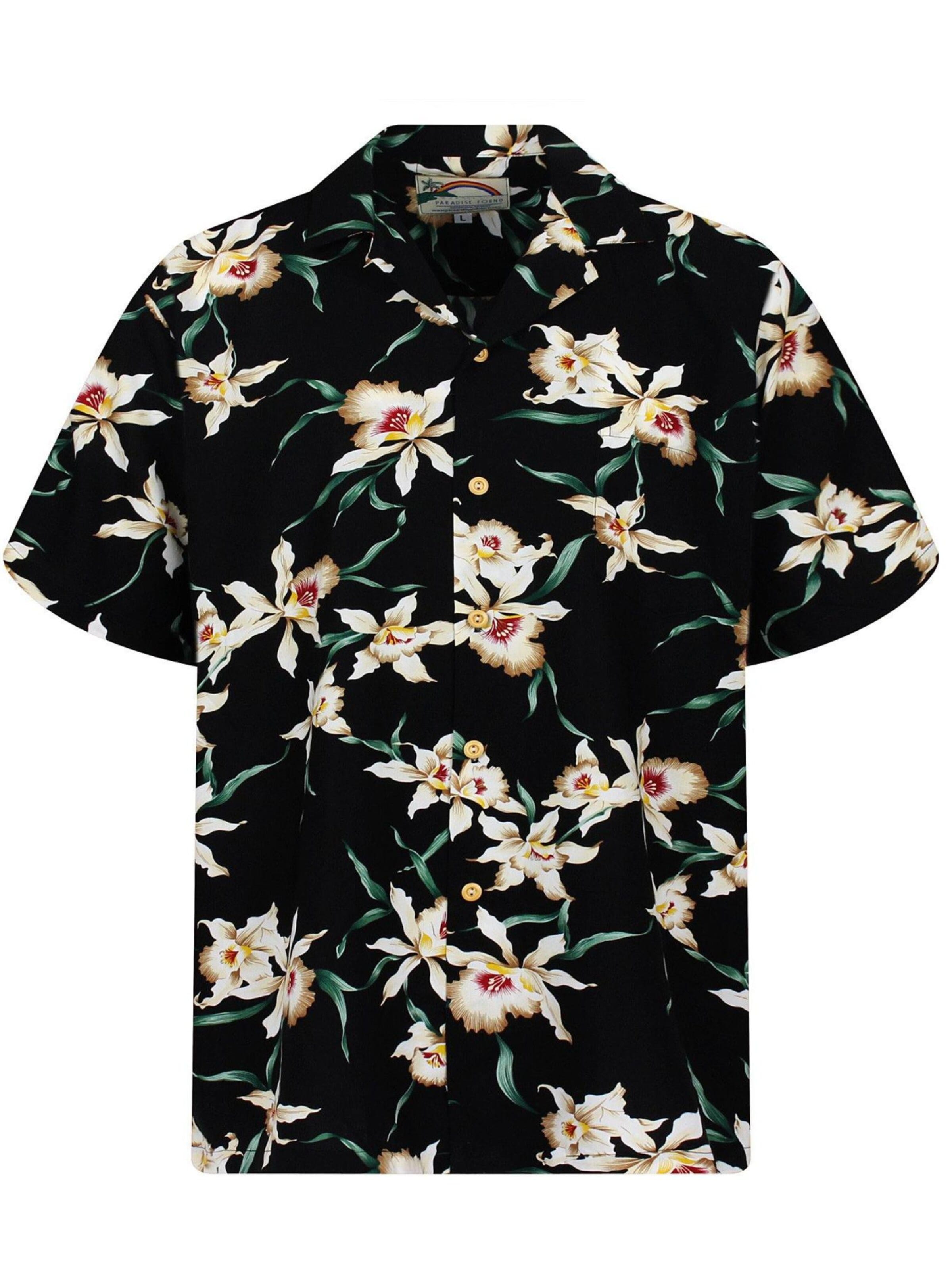Regular fit Camicia 'Tom Selleck Star Orchid' di Paradise Found in nero: frontale