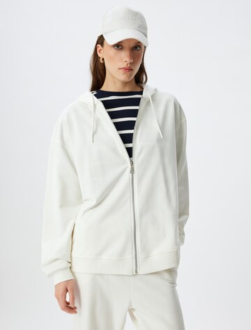 Koton Zip-Up Hoodie in White: front