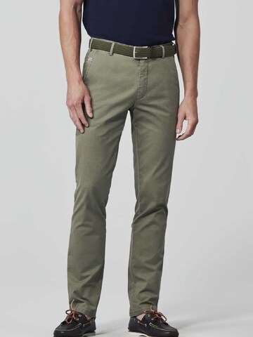 MEYER Slimfit Chino 'Bonn' in Groen: voorkant