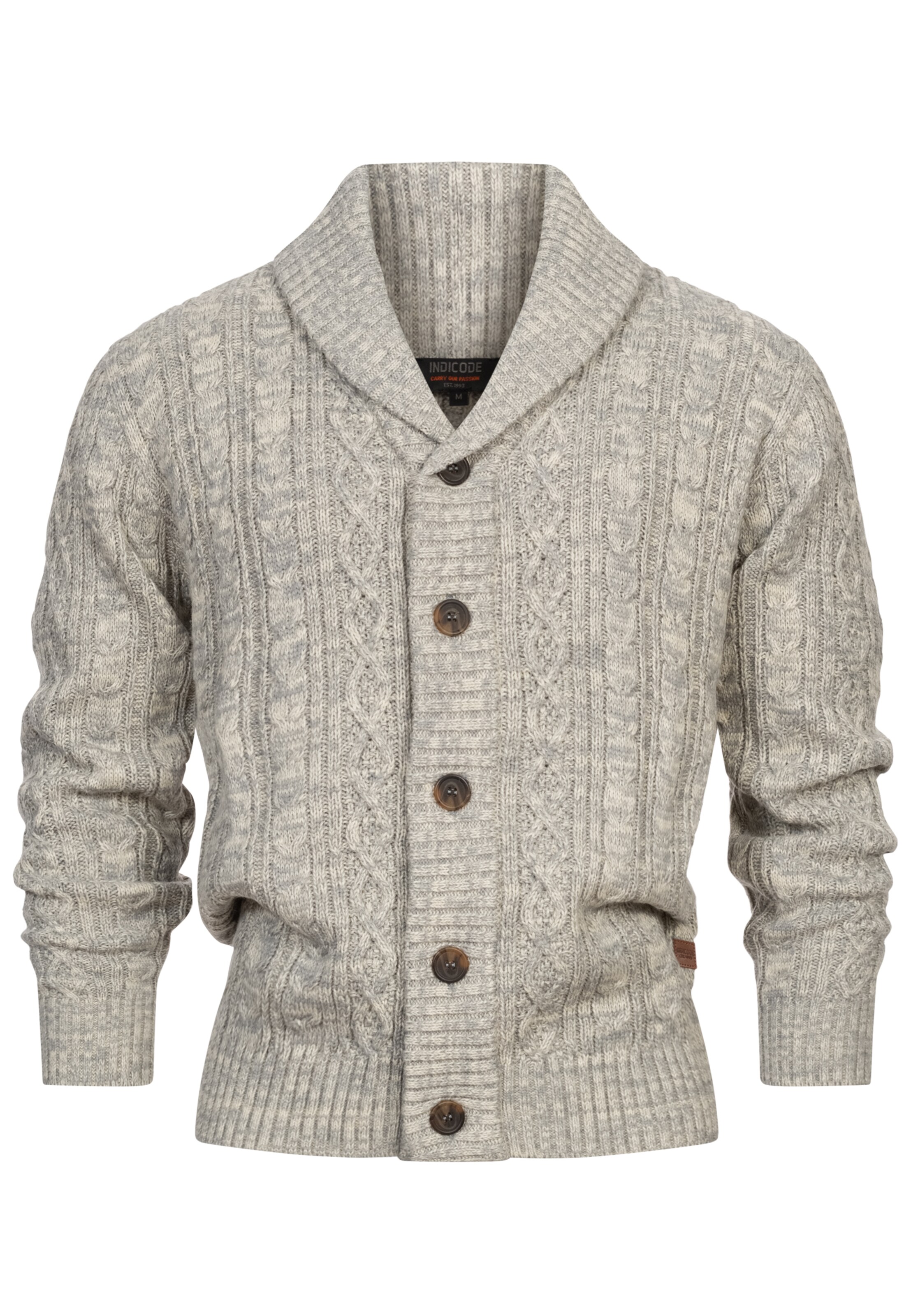 INDICODE JEANS Knit cardigan ' Ilterly ' in Grey: front