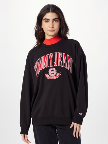 Tommy Jeans Sweatshirt in Zwart: voorkant