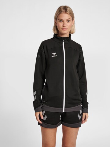 Hummel Athletic Zip-Up Hoodie in Black: front