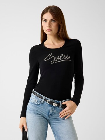 GUESS - Camiseta en negro: frente