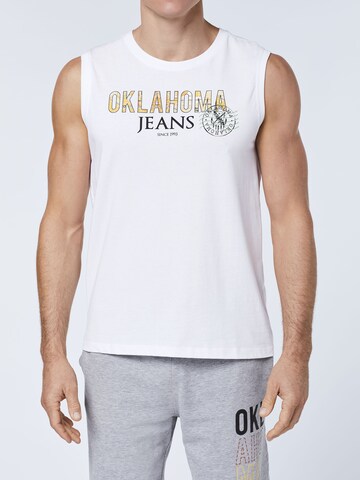 Oklahoma Jeans Tanktop ' mit Label-Print ' in Weiß