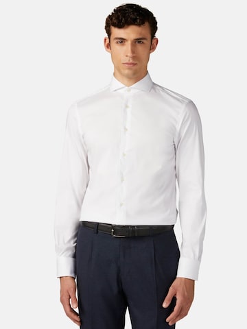 Boggi Milano Slim fit Button Up Shirt in White: front