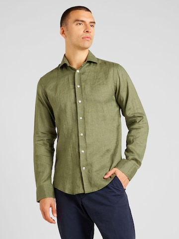 Bruun & Stengade Slim fit Button Up Shirt 'Perth' in Green: front