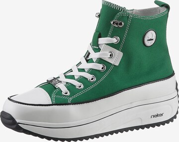 Rieker High-Top Sneakers in Green: front