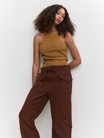 MANGO Knitted Top 'FUSTA' in Brown