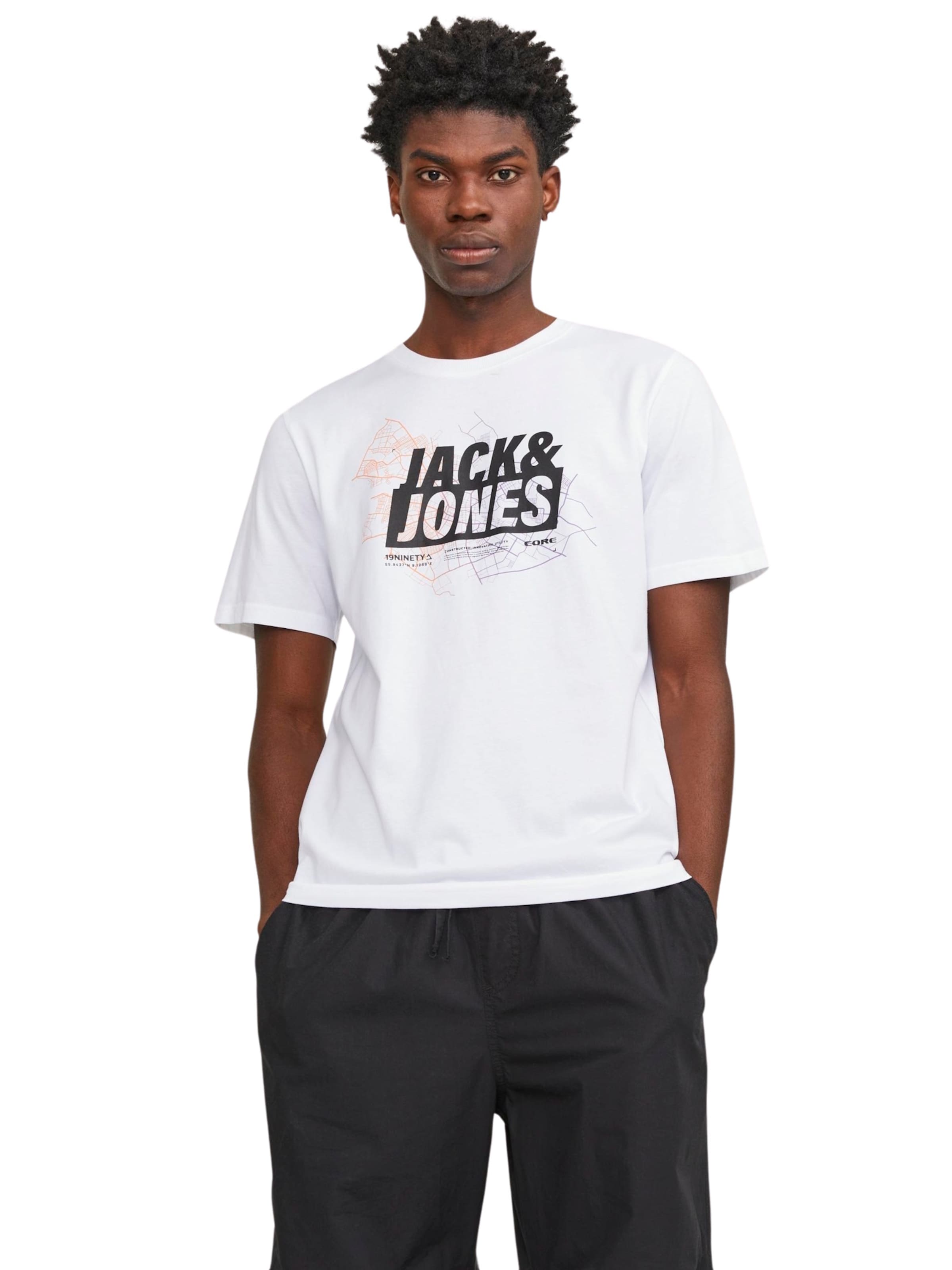 JACK & JONES Shirt 'Map' in White