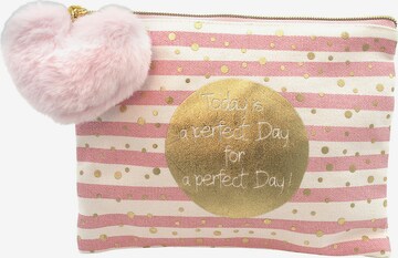 MEA LIVING Cosmetic Bag 'Today is a perfect day' in Pink: front