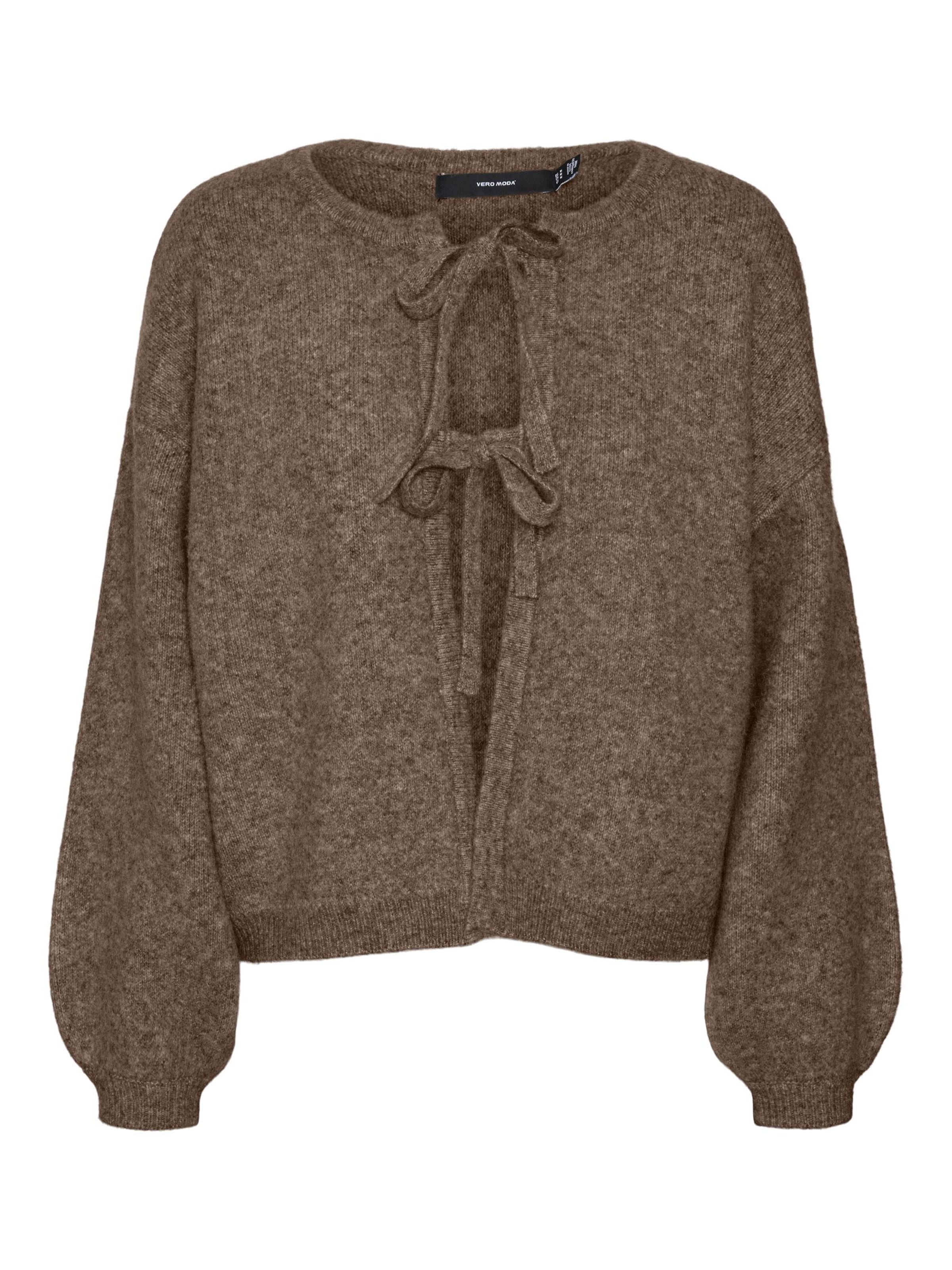 VERO MODA Knit cardigan 'VMBow' in Brown: front