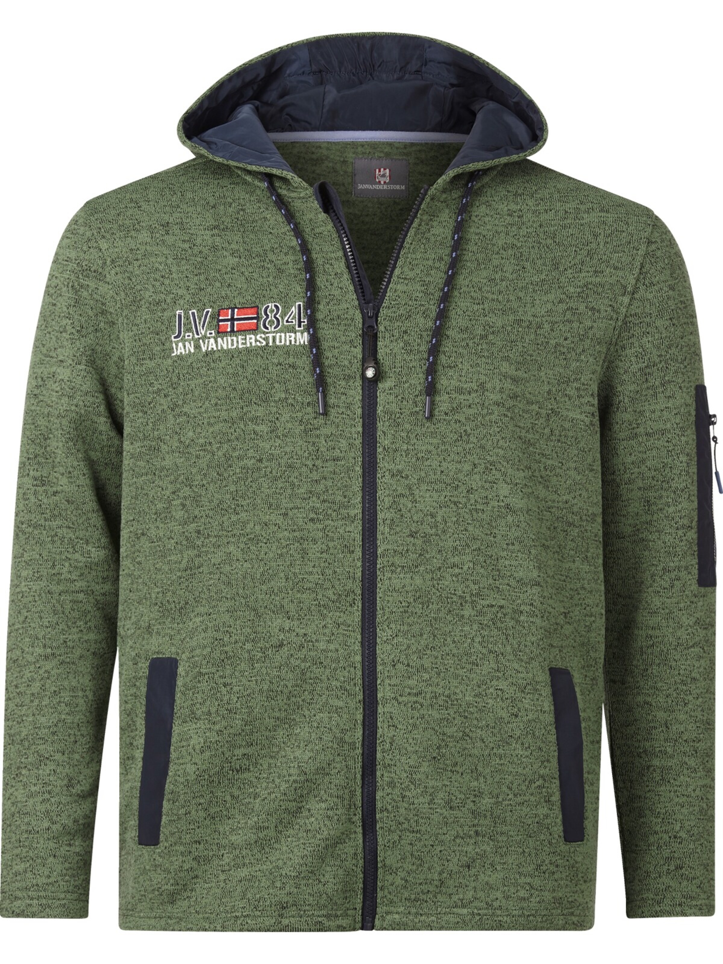 Jan Vanderstorm Zip-Up Hoodie ' Asva ' in Green: front
