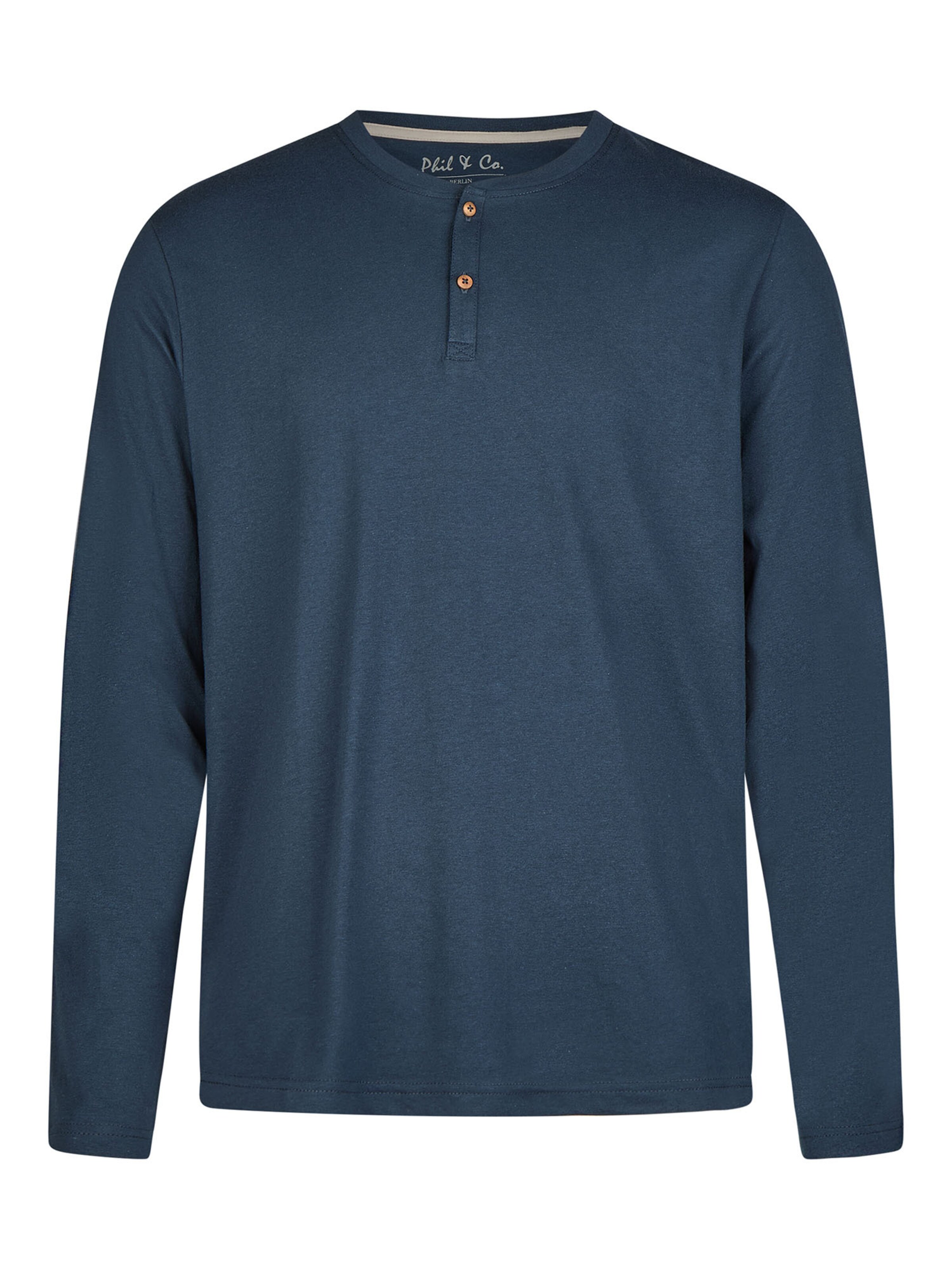 Phil & Co. Berlin Pajamas long 'Henley' in Blue