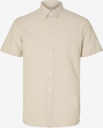 SELECTED HOMME Button Up Shirt in Beige: front