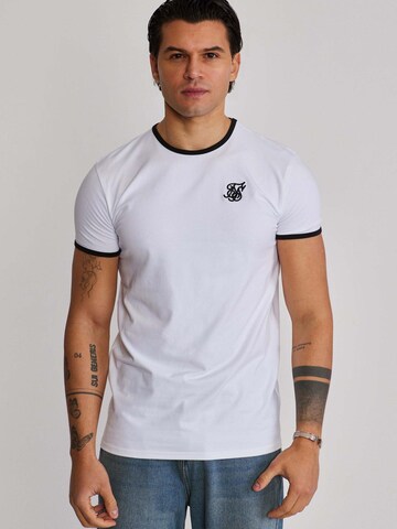 SikSilk - Camiseta 'Ringer' en blanco: frente
