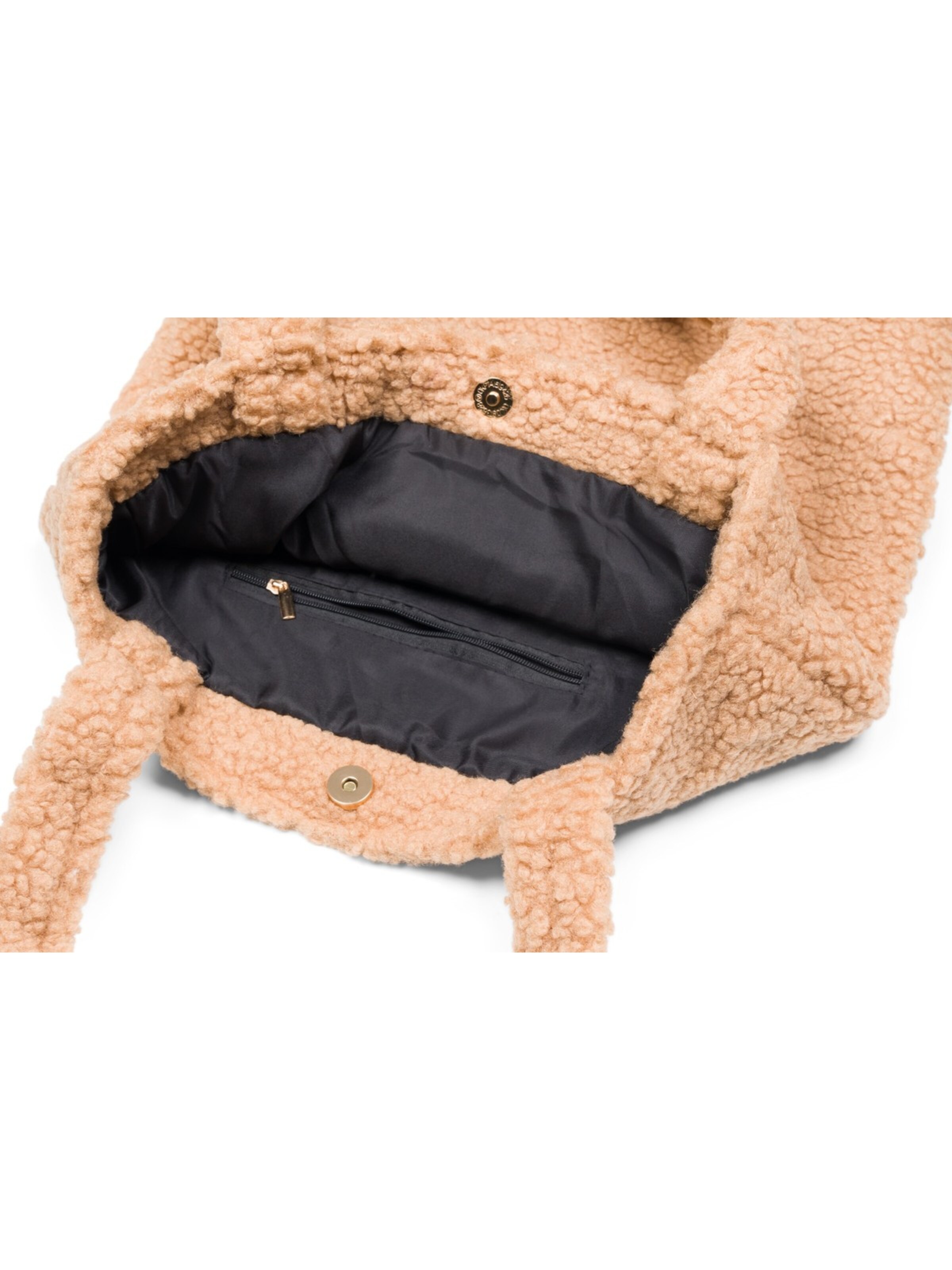 styleBREAKER Shoulder bag 'Teddyfell Beuteltasche' in Beige
