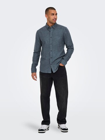 Only & Sons Slim fit Button Up Shirt 'ONSGUDMUND' in Blue