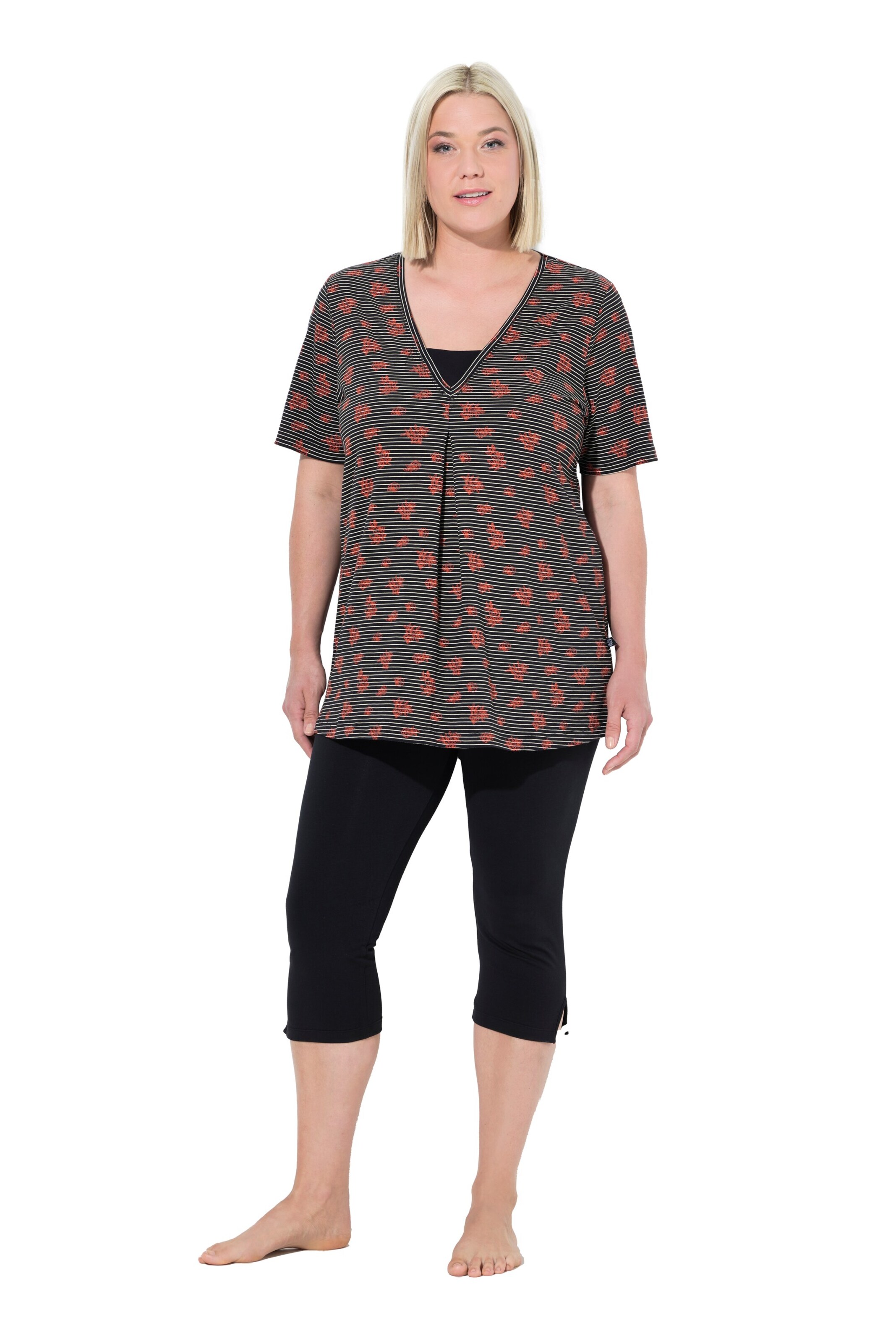 Ulla Popken Pyjama in Zwart: voorkant