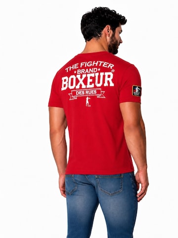 Boxeur des Rues Hausanzug 'Herren Set Boxeur des Rues: Baumwollshorts Schwarz + Slim-Fit T-Shirt Rot, Weißes Logo'‌‌‌‌‌‌‌‌‌‌ in Rot