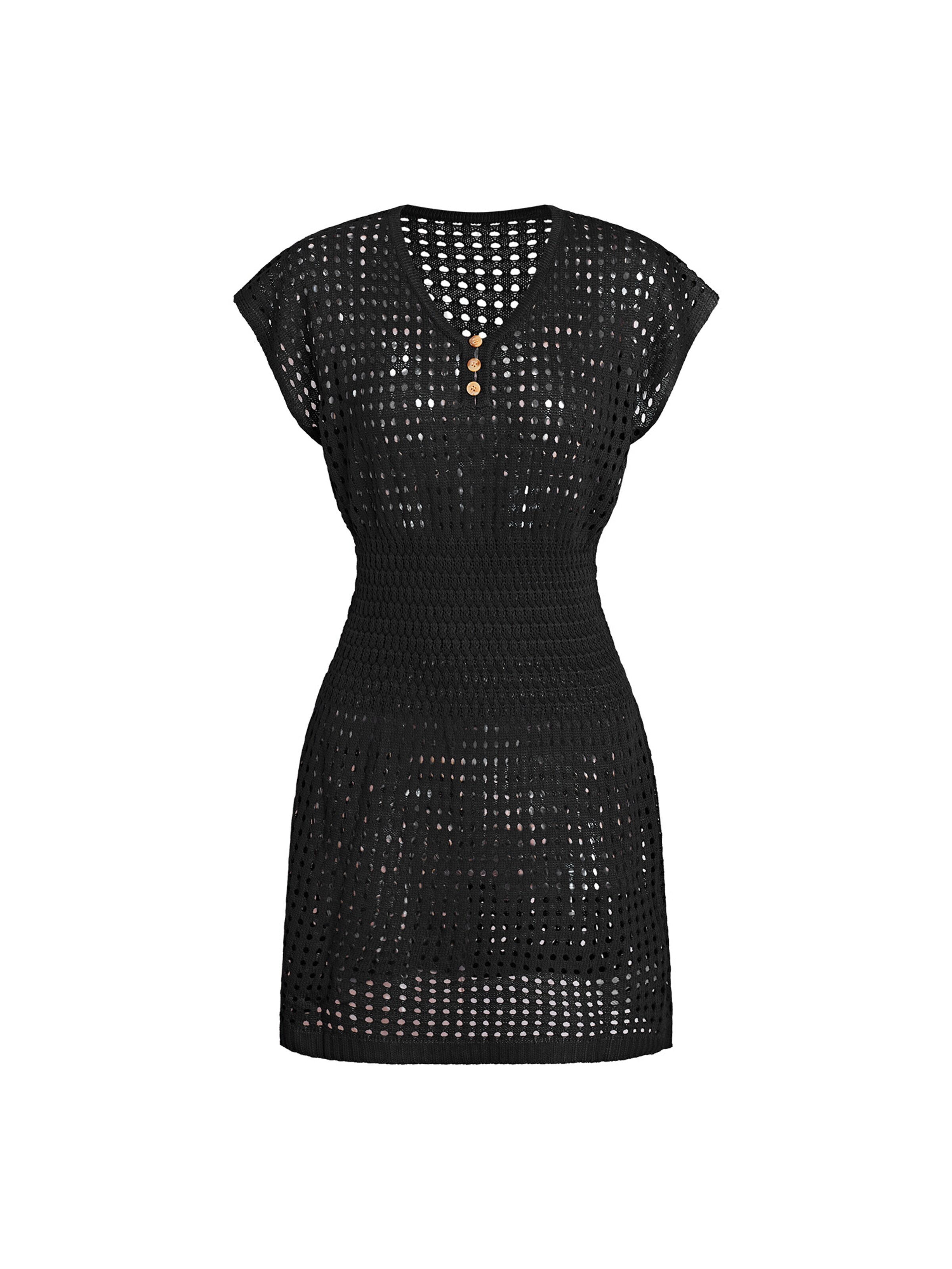 Cupshe Beach Dress in Black: front