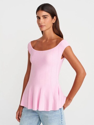 Dilvin Knitted Top in Pink: front