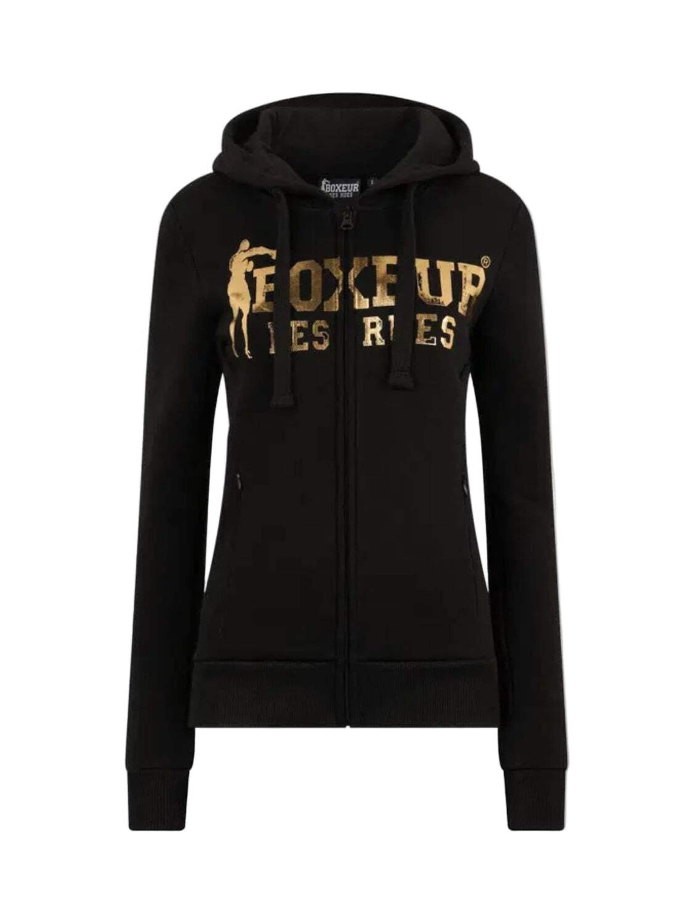 Boxeur des Rues Zip-Up Hoodie in Black: front