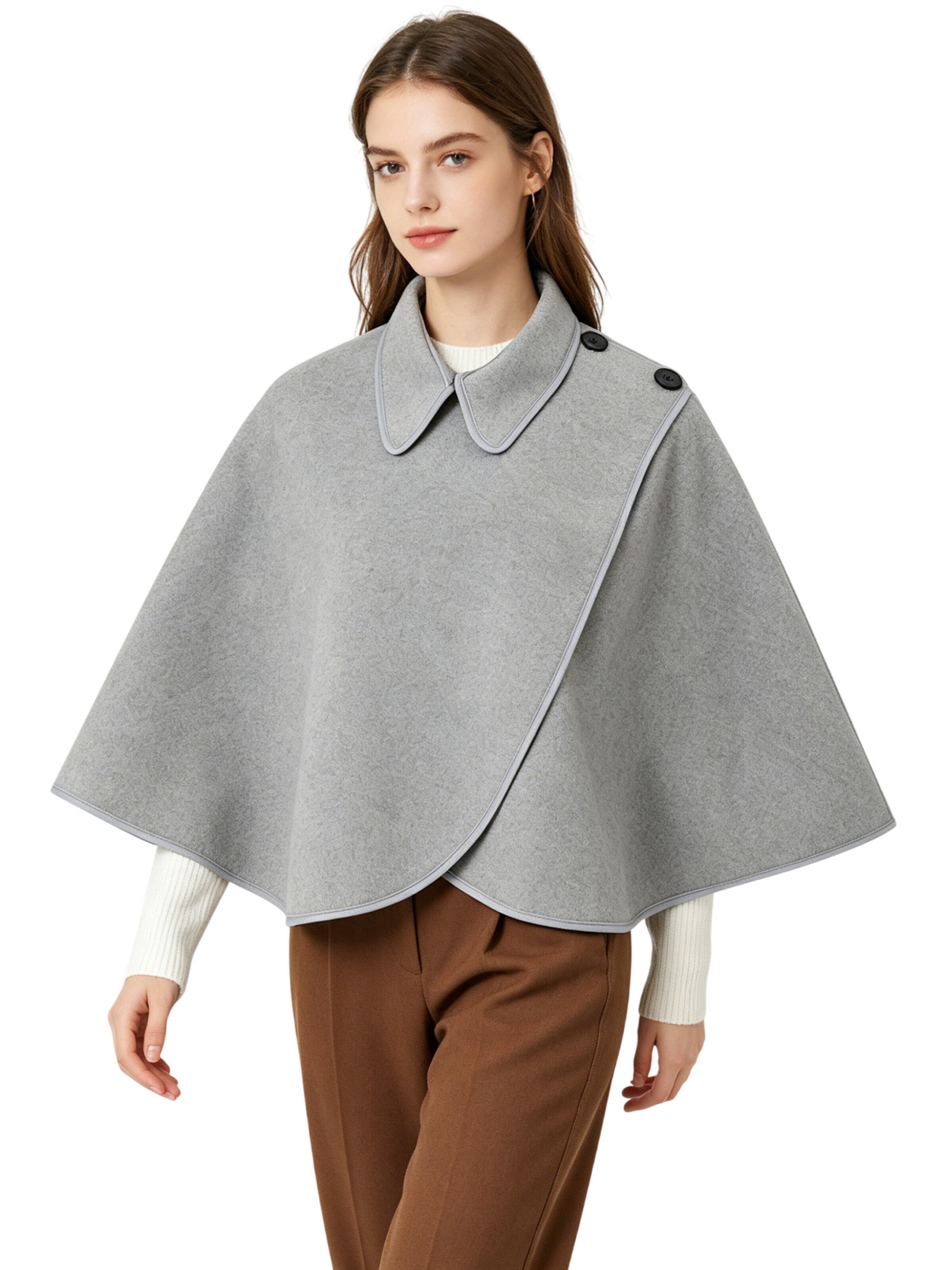 Magicshe Cape 'Elegantes Winter Cape' in Grey