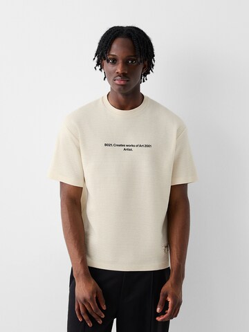 T-Shirt Bershka en beige : devant