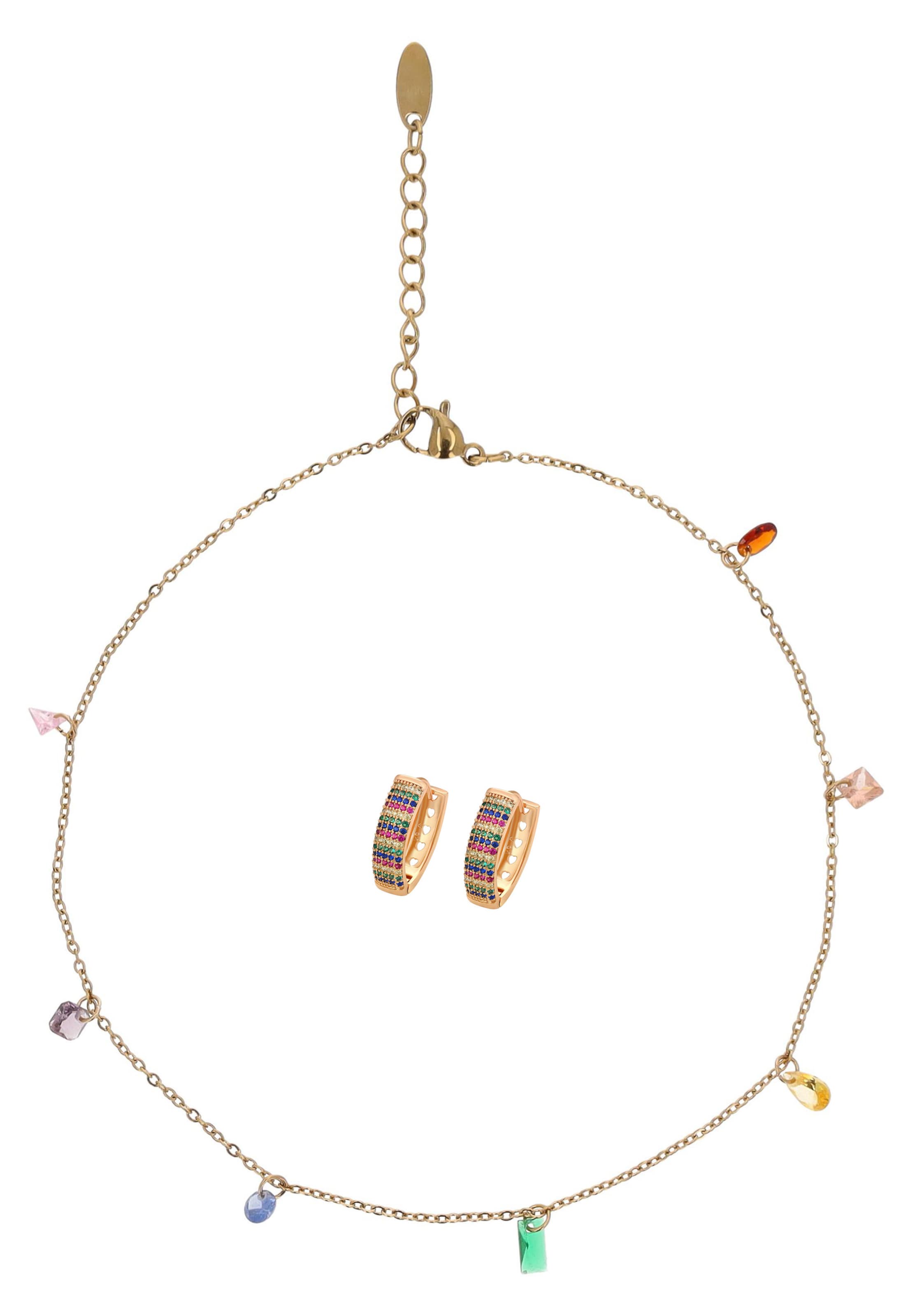 faina Conjuntos de bijuteria em azul escuro / ouro / verde / rosa, Vista do artigo